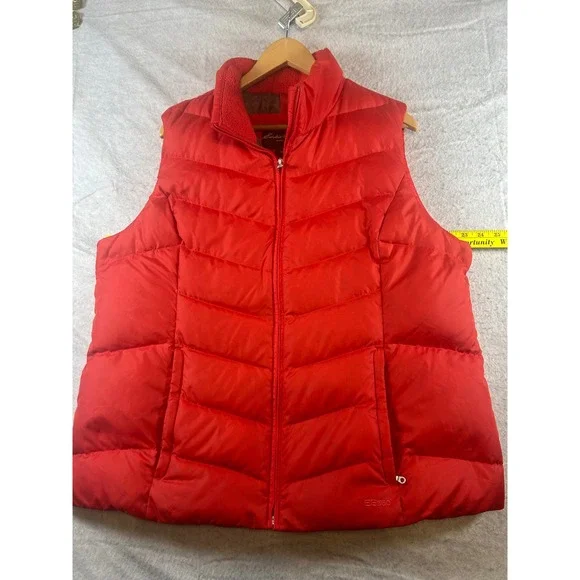 Eddie Bauer Womens Red Puffer Vest EB‎ 550 Fill Power Goose Down Quilted - Picture 7 of 9